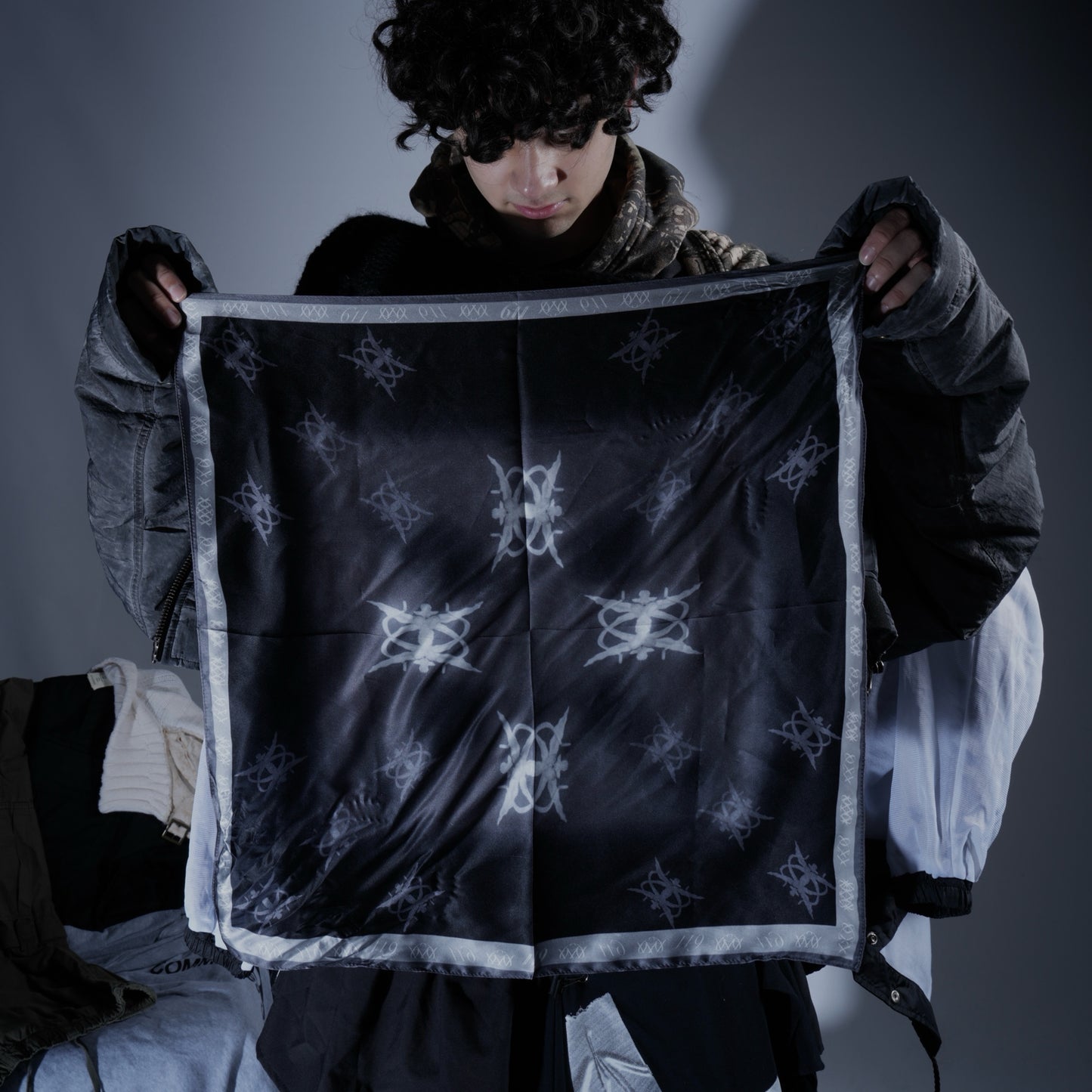 0RCHID CIPHER SILK SCARF